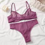 Ensemble soutien-gorge et culotte en dentelle ultra-fine pour femmes