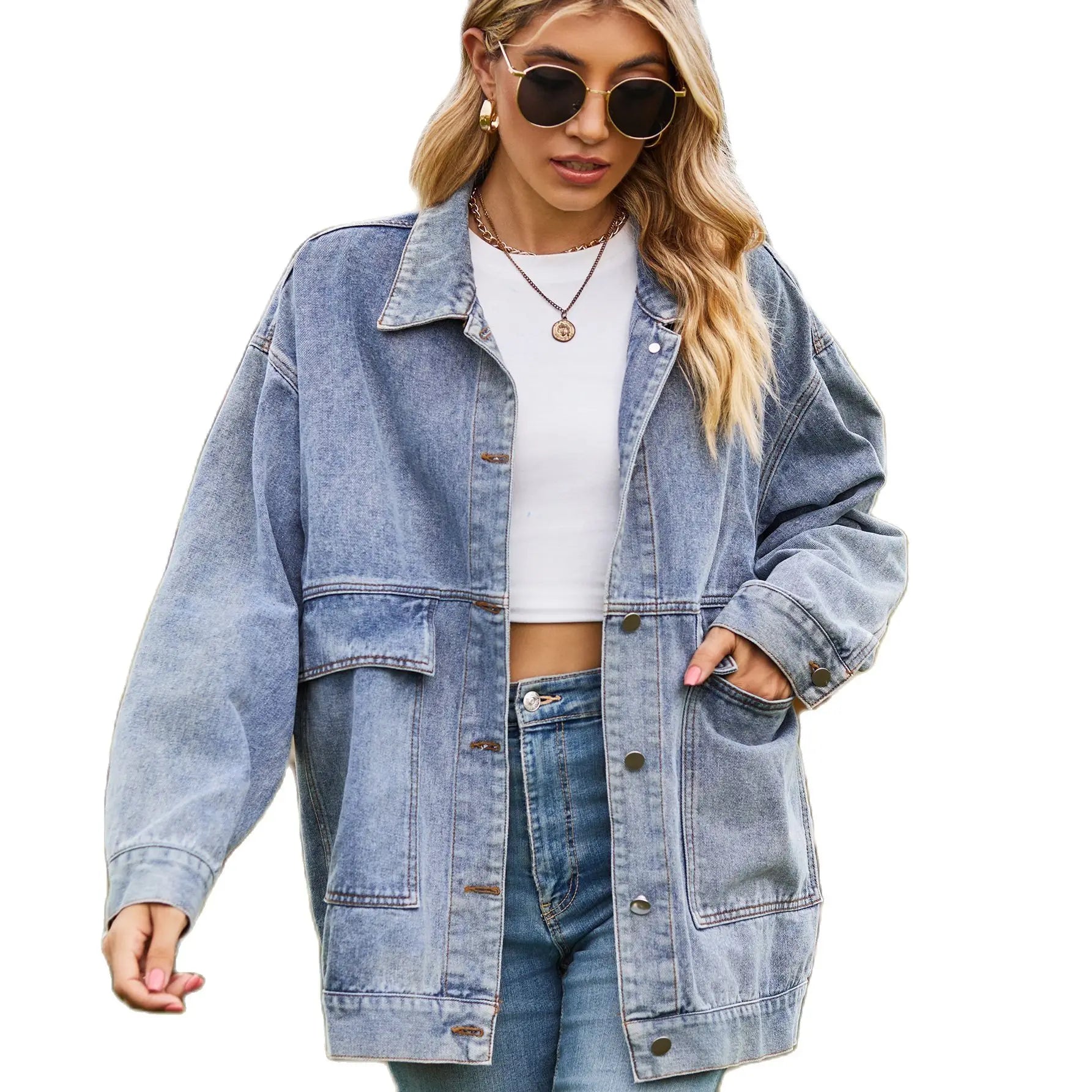 Veste en jean à manches longues pour femmes