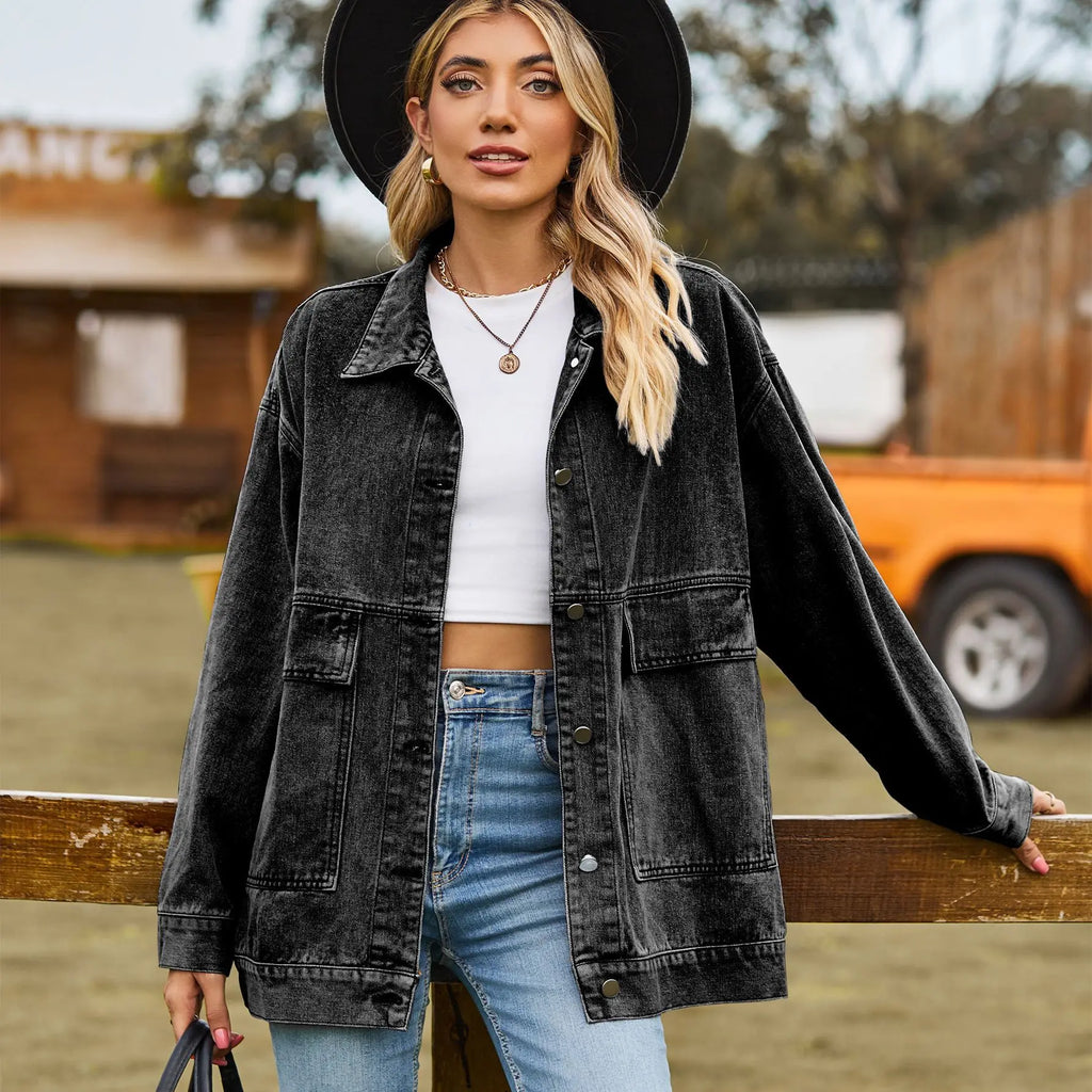 Veste en jean à manches longues pour femmes