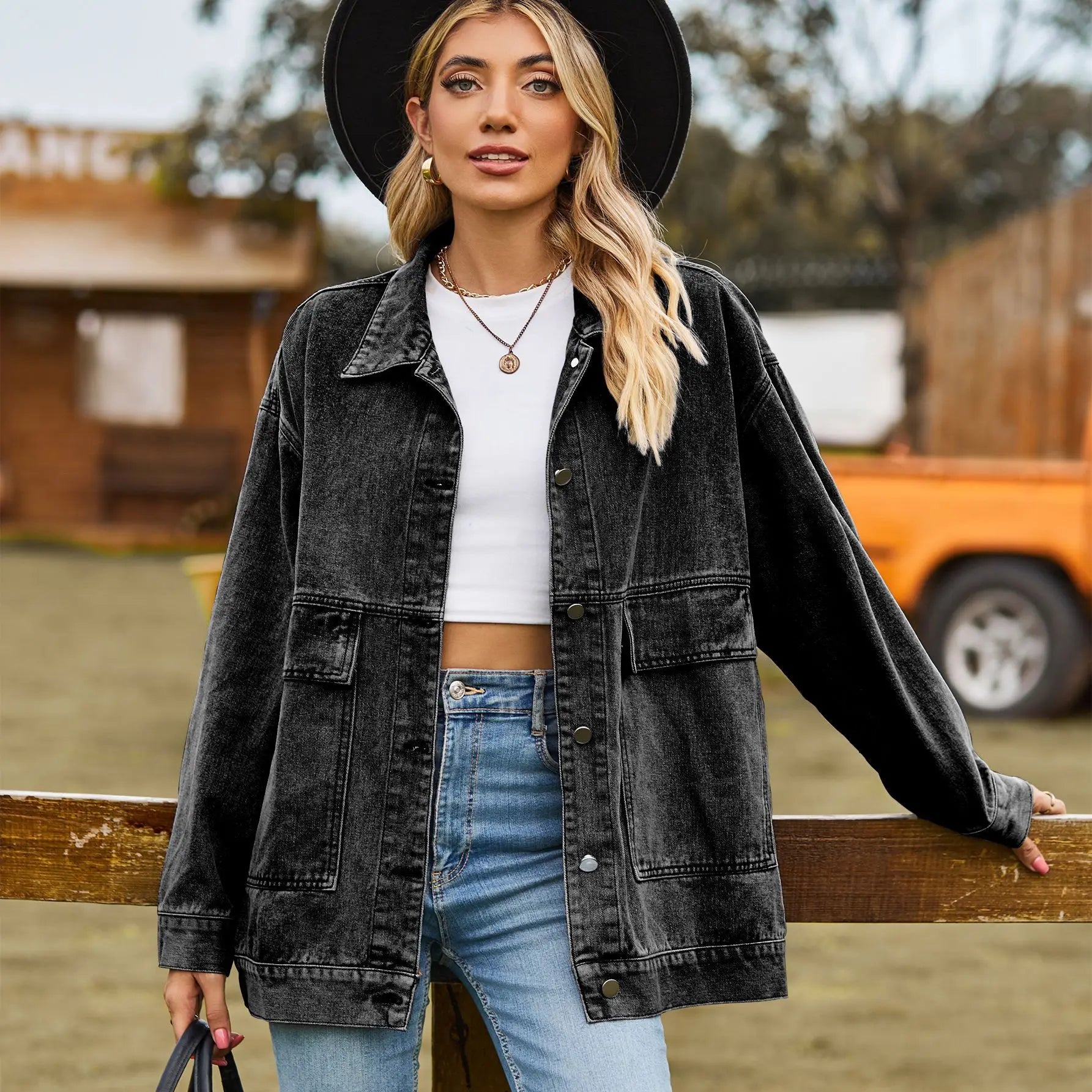 Veste en jean à manches longues pour femmes
