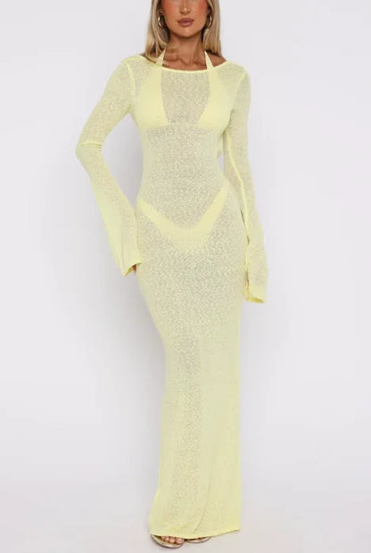 Robe Longue Dos Nu Femme – Manches Longues