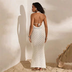 Robe longue moulante sexy à décolleté plongeant en V pour femmes