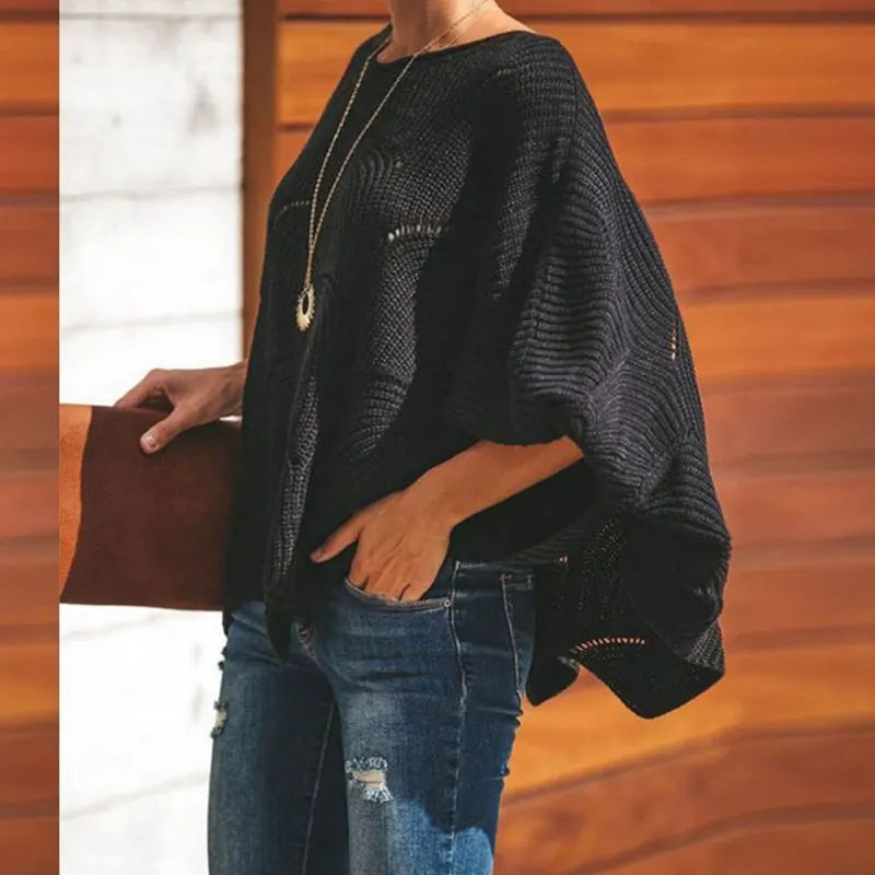 Pull à col rond et manches longues évider pour femmes