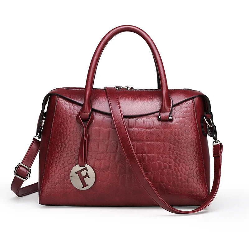 Sac à main en cuir motif crocodile pour femmes