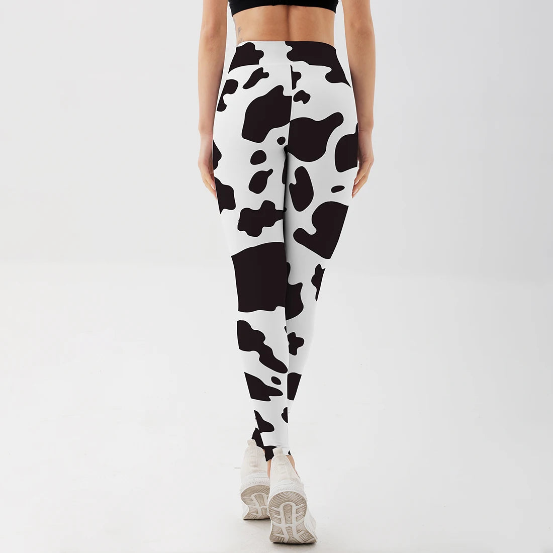 Leggings taille haute imprimé vache pour femmes