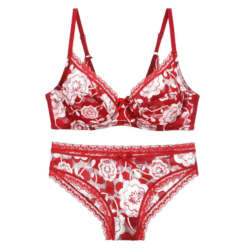 Ensemble soutien-gorge et culotte ultra-fins en dentelle pour femmes