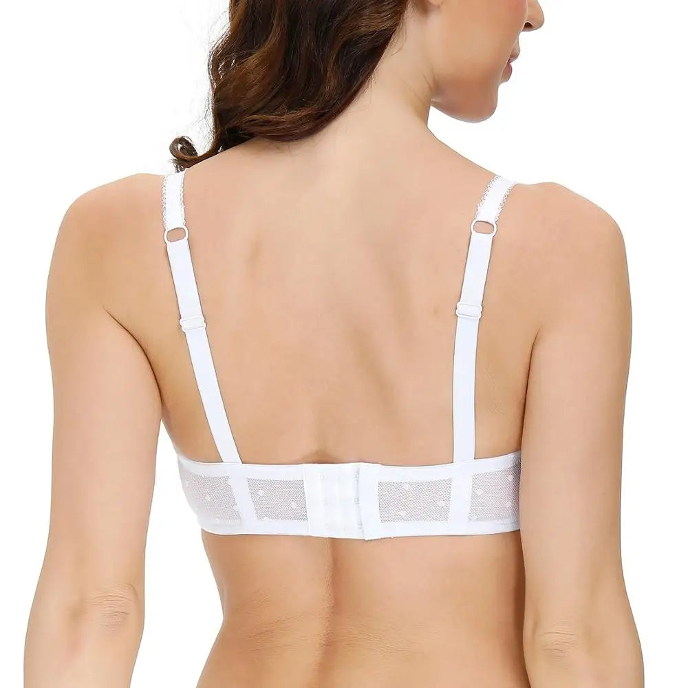 Soutien-gorge non rembourré à armatures et dentelle transparente pour femmes