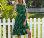 Robe d'été à pois et col rond pour femmes