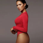 Body sexy à manches longues et col rond pour femmes