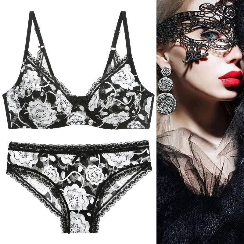 Ensembles soutien-gorge en dentelle Push Up et culotte pour femmes