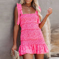 Robe à volants rose brodée pour femmes