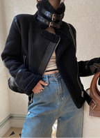Veste en cuir de moto d'hiver pour femmes
