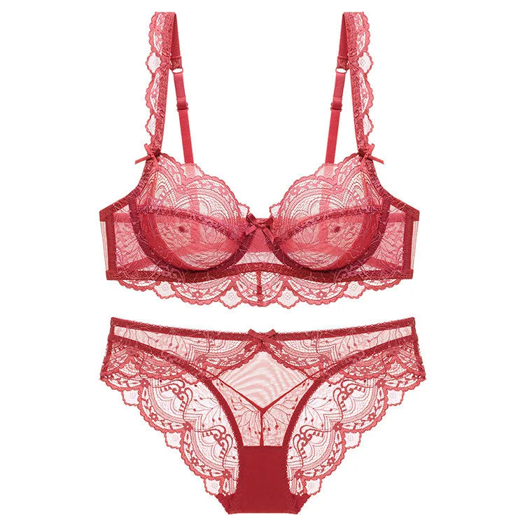 Ensembles de soutien-gorge ultra-mince et culotte à fleurs transparentes pour femmes