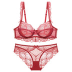 Ensembles de soutien-gorge ultra-mince et culotte à fleurs transparentes pour femmes