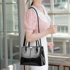 Sac à bandoulière en cuir PU verni pour femmes