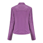 Veste en similicuir, coupe courte, manches longues pour femmes