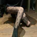 Collants résille avec motif de lune pour femmes