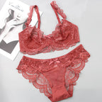 Ensemble de soutien-gorge et culotte Fine en dentelle grande taille pour femmes