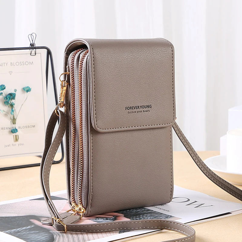 Sac à main pour téléphone portable à écran tactile en cuir souple pour femmes
