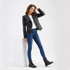 Veste en similicuir PU pour femmes