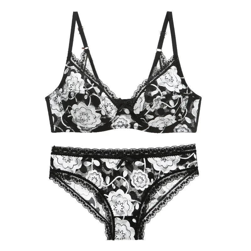 Ensembles soutien-gorge en dentelle Push Up et culotte pour femmes