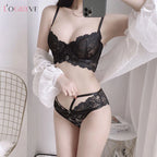 Ensemble soutien-gorge ultra-mince transparent avec broderie pour femmes