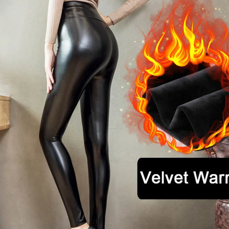Leggings en cuir PU pour femmes