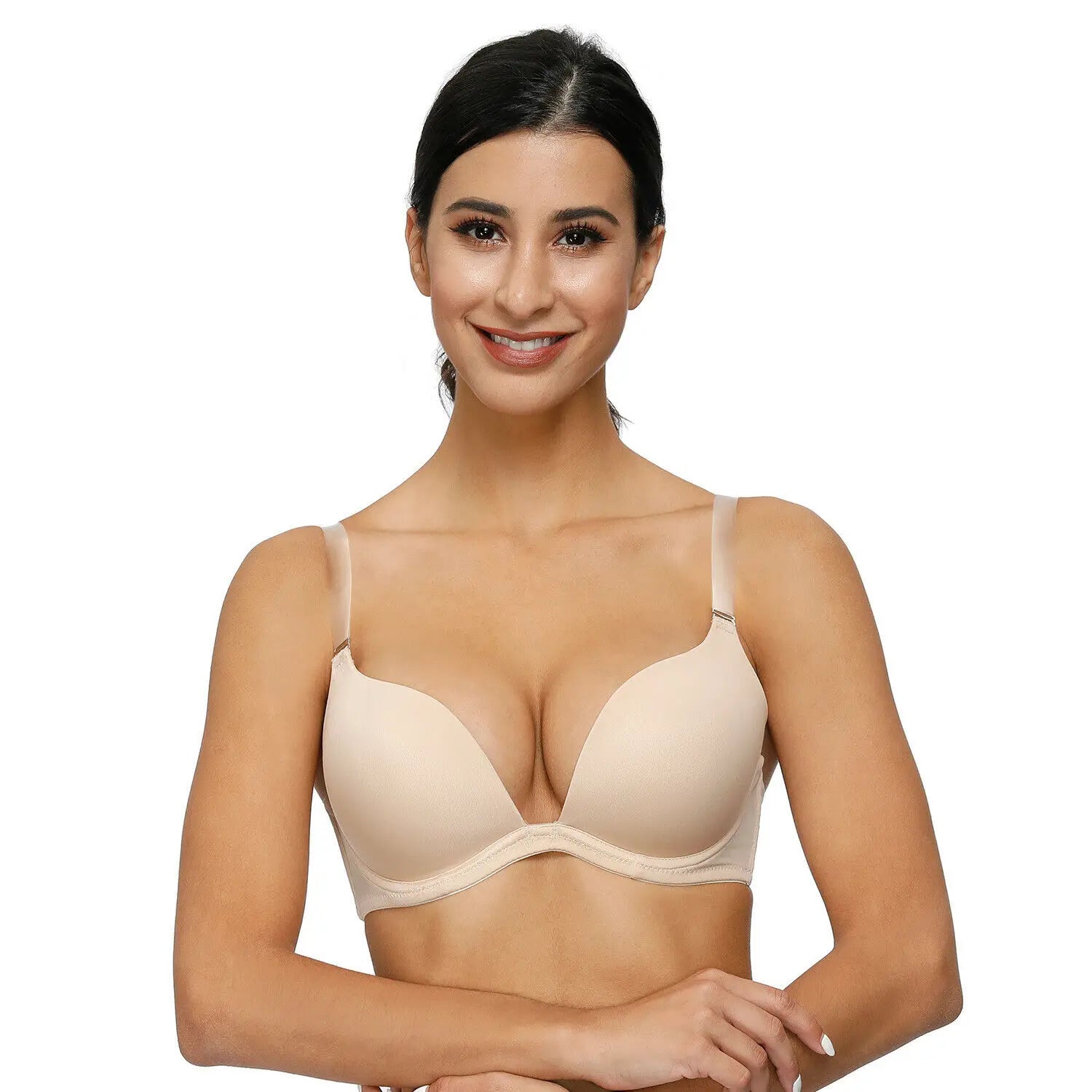 Soutien-gorge push-up rembourré à décolleté plongeant pour femmes