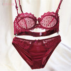 Ensemble de soutien-gorge push-up et culotte en dentelle pour femmes