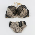 Ensemble de soutien-gorge push-up rembourré à armatures et nœud et culotte pour femmes