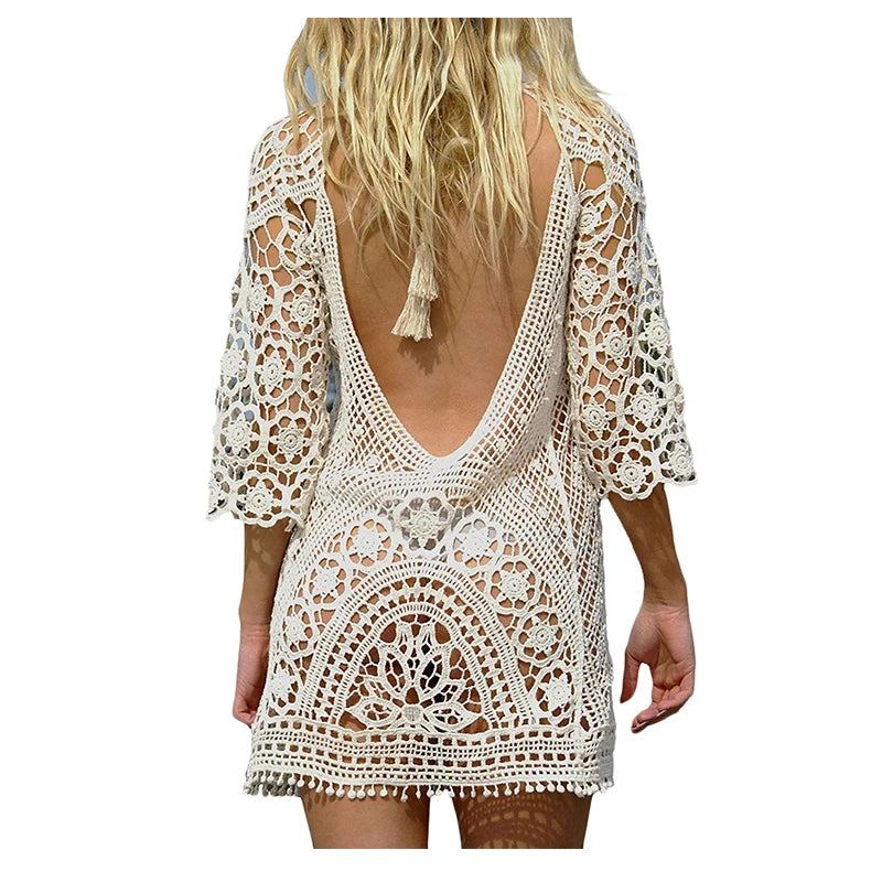 Robe de plage en dentelle au crochet pour femmes