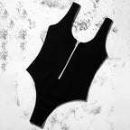 Maillots de bain une piece rembourré avec fermeture éclair pour femmes
