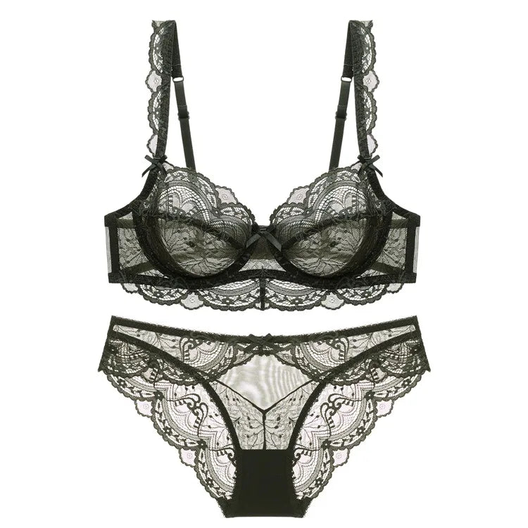 Ensemble de soutien-gorge et culotte Fine en dentelle grande taille pour femmes