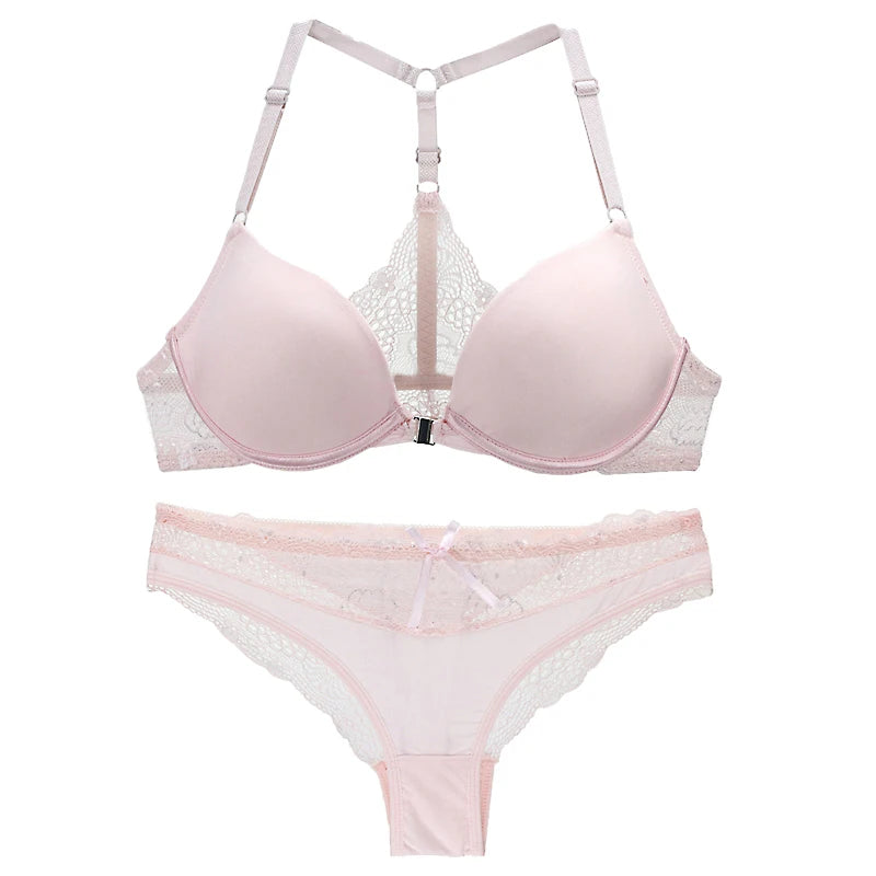 Ensembles soutien-gorge sans coutures boutonné sur le devant, push-up et culotte pour femmes