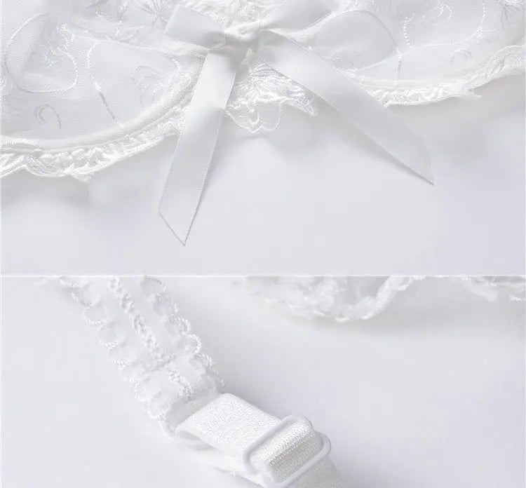 Ensemble de sous soutien-gorge et culotte transparent en dentelle brodée pour femmes