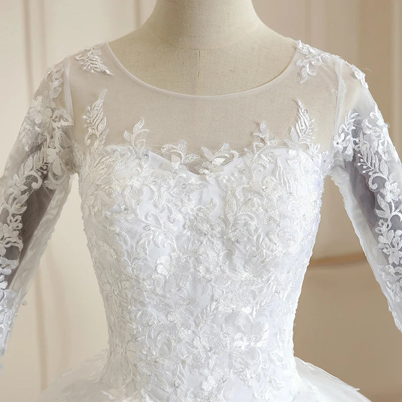 Robe de mariée à manches longues avec traine princesse pour femmes