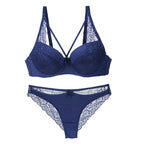 Ensemble soutien-gorge push-up sans coutures en dentelle 3/4 bonnet et culotte pour femmes