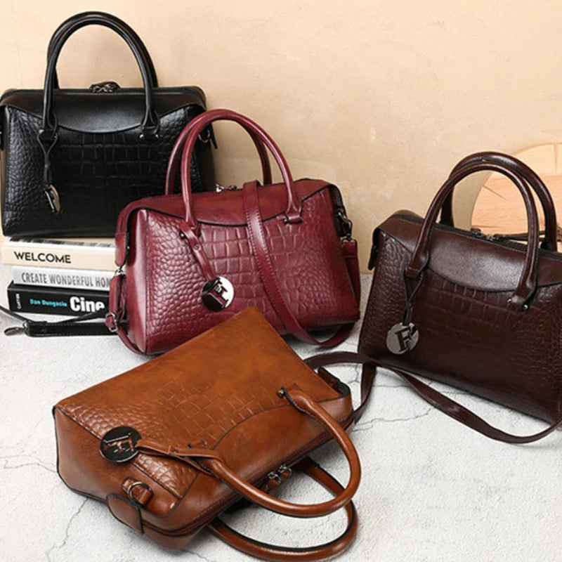 Sac à main en cuir motif crocodile pour femmes