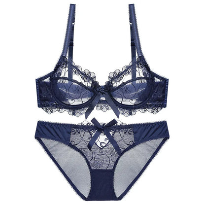 Ensemble Lingerie Femme – Dentelle Brodée Transparente