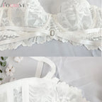 Ensemble soutien-gorge ultra-mince transparent avec broderie pour femmes