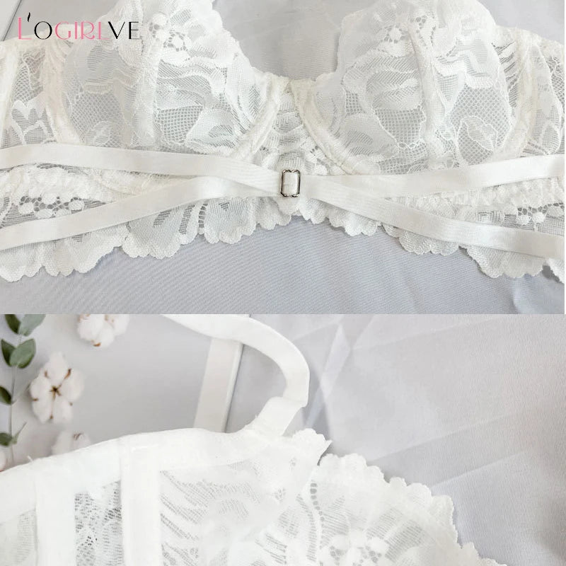 Ensemble soutien-gorge ultra-mince transparent avec broderie pour femmes