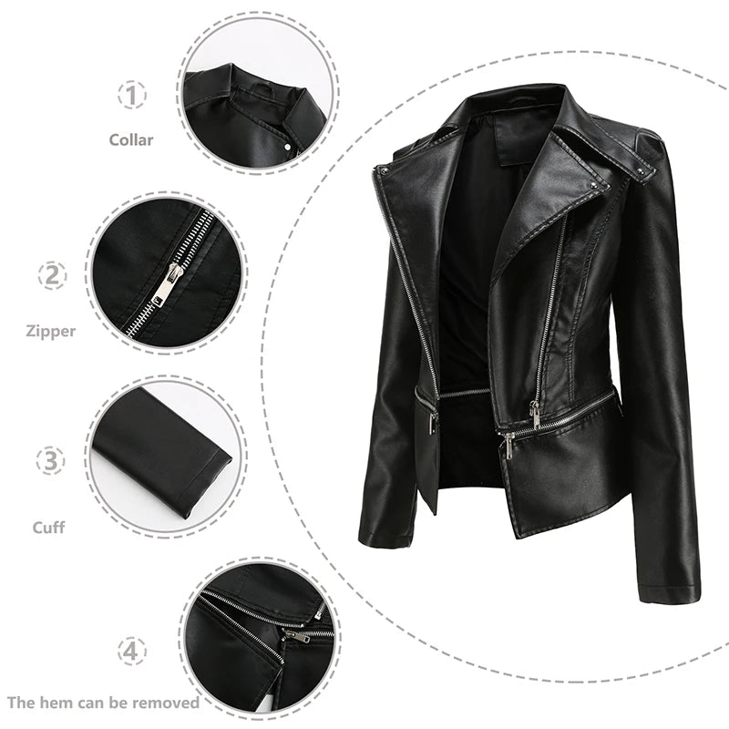 Veste en similicuir PU pour femmes