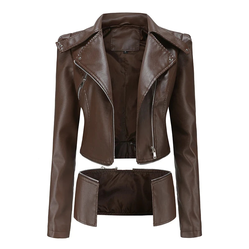 Veste en similicuir PU pour femmes