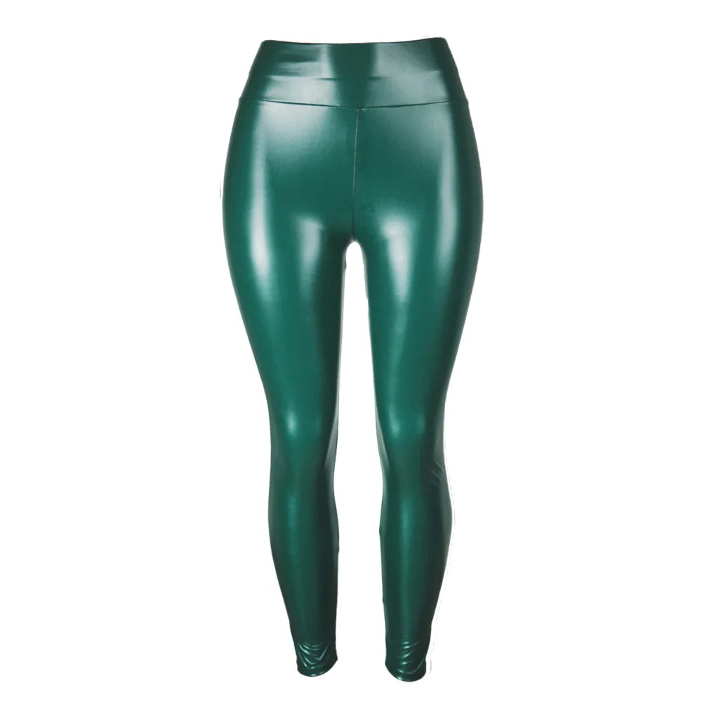 Leggings en cuir PU Push-Up  slim, taille haute pour femmes