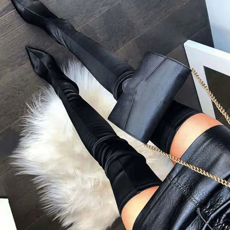 Bottes élastiques à talons hauts pour femmes