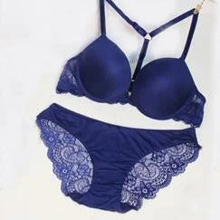 Ensemble soutien-gorge Push Up avec boucle avant et sangle d'épaule et culotte pour femmes