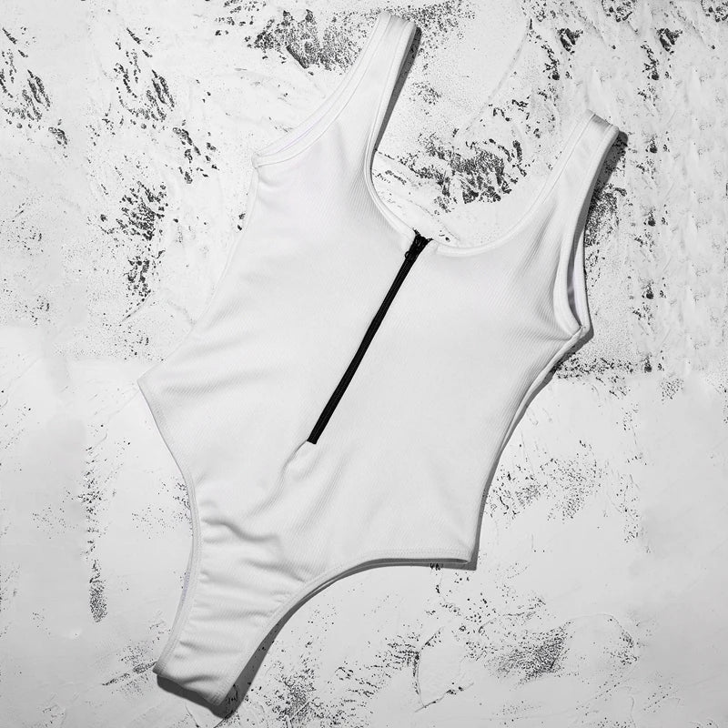 Maillots de bain une piece rembourré avec fermeture éclair pour femmes