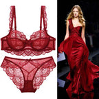 Ensembles de soutien-gorge ultra-mince et culotte à fleurs transparentes pour femmes