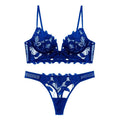 Ensemble de lingerie  sexy en dentelle soutien-gorge décolleté en V et culotte pour femmes