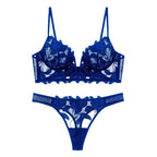 Ensemble de lingerie  sexy en dentelle soutien-gorge décolleté en V et culotte pour femmes